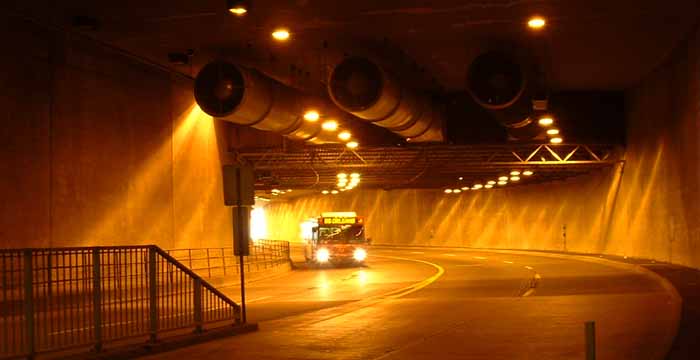 OC Transpo New Flyer D60LF articulated bus in busway tunnel